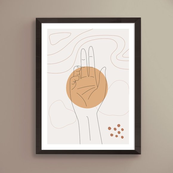 Modern Minimalist Hand Abstract Boho Wall Art Print Home Decor [No Frame] - Picture 1 of 6